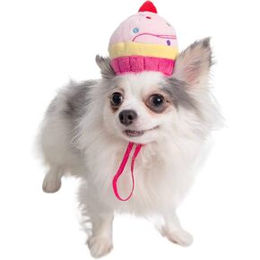 Pet Krewe Cupcake Dog Hat & Cat Hat Costume - One Size Fits All - Perfect for Halloween, Christmas Holiday, Parties, Photoshoots, Gifts for Dog and Cat Lovers