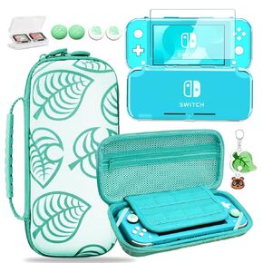 Switch Lite Case, Switch Lite Accessories with Carrying Case, Protective Case Clear, Screen Protector, Game Case, Thumb Grip Caps, Portable Travel Storage Bag for Nintendo Switch Lite Case Kit (Green)