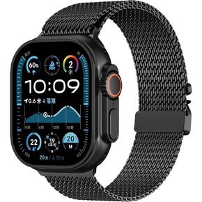Milanese Mesh Loop Compatible for Apple Watch Ultra 2 Band 49mm 46mm 45mm 44mm Men Women, Breathable Replacement Band with Adjustable Parachute-style Buckle for iWatch SE/Series 10/9/8/7/6/5/4,Ultra/2