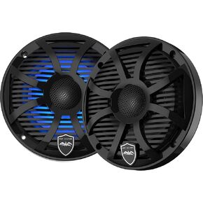 Wet Sounds REVO 6 SW-B V3 - Revolution Series 6.5" RGB LED Marine Coaxial Speakers with Black SW Grilles, Pair