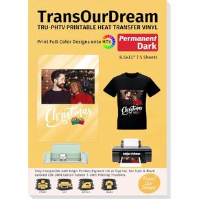 TransourDream Tru-PHTV فينيل ناقل للحرارة قابل للطباعة للقمصان (10 ورقات، 8.5 × 11) مكواة كاملة الألوان على الفينيل للطابعة النافثة للحبر سهلة القطع وتصميم الأعشاب الضارة بنفسك in Kuwait