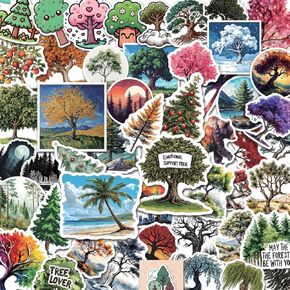 100 Pack Tree Stickers, Tree Graphic Decal Sticker for Laptop, Phone, Car, Water Bottle, Stickers for Tree Lovers