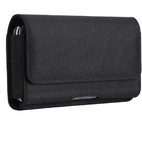 Rugged Nylon Cell Phone Holster Belt Loop Pouch Holder Belt Case for iPhone 15 Pro 14 13 12 Pro 11 Pro X XS Samsung Galaxy S23 S22 S21 S20 S10 S10e A01 Google Pixel 8 7a 5a 4a (M)