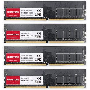 【DDR4 RAM】 GIGASTONE 32GB Kit (4x8GB) DDR4 3200MHz (2933MHz or 2666MHz) PC4-25600 (PC4-23400/21300) CL22 1.2V UDIMM 288 Pin Unbuffered Non ECC High Performance PC Desktop Memory Upgrade