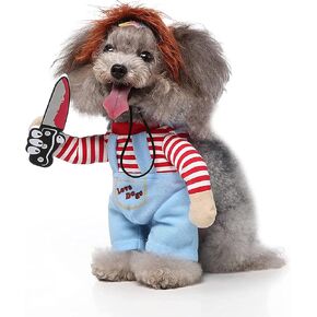Deadly Doll Dog Costume, Funny Pet Outfits for Halloween, Cat Cosplay Appeal for Party Medium