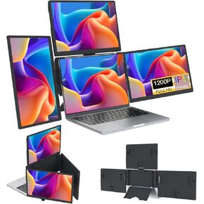 Laptop Screen Extender, Quadruple Portable Monitor, 13.3" Quad Laptop Monitor Compatiable for MacOS M1/M2/M3, Windows, Chrome, Switch, 1920×1200 FHD IPS Display Fit 11.6" -16 "Laptops