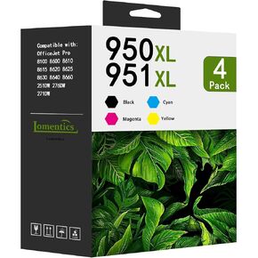 950XL / 951XL Ink Cartridges (4-Pack, BK/C/M/Y) - Lomenti Compatible 950XL and 951XL Ink Cartridges Combo Pack Replacement for OfficeJet Pro 8100 8600 8610 8615 8620 8630 8640 Printer