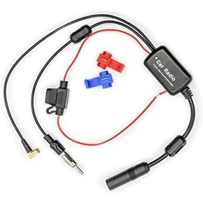 FM/AM Car Antenna Signal Amplifier Booster DIN Female to DIN Male to SMB Female Right Angle Adapter 12V Digital Radio Antenna Booster Antenna Amplifier for Truck Car Audio Stereo（1PCS