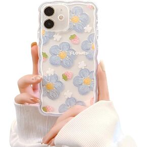 Ownest Compatible for iPhone 7 Case,iPhone 8 Case,iPhone SE 2020/SE 2022 Clear Case with Flower Cute Strawberry Lace Design for Girls Woman TPU Slim Floral Case for iPhone 7/8/SE 2020/SE 2022-Blue
