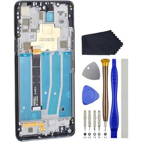 Full LCD Digitizer Touch Screen Assembly Replacement with Screen Frame for LG K92 5G LMK920 LM-K920 Gray Including Tool Kit
