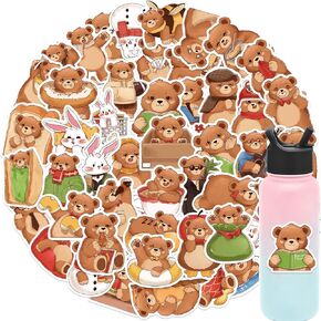 50pcs Adorable Healing Cute Bear Stickers for Kids: Cute & Soothing Designs, Ideal for Scrapbooking, Decorating Journals, Laptop.Exquisite Party Gifts Suitable for Children