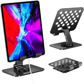 Universal Tablet Stand, Adjustable Elasticity Multi-Angle Foldable Suitable for Samsung Apple Kindle Dark Grey