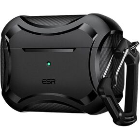 SaharaCase Raider Series Case Compatible with AirPods Pro 2 (2nd Generation) [Rugged] Full Body Protection Antislip Grip Slim with Keychain - Black