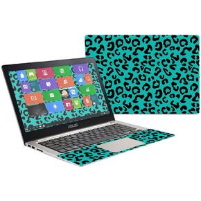 MightySkins Skin Compatible with Asus Zenbook 13.3" - Teal Leopard | Protective, Durable, and Unique Vinyl Decal wrap Cover | Easy to Apply, Remove, and Change Styles | Made in The USA