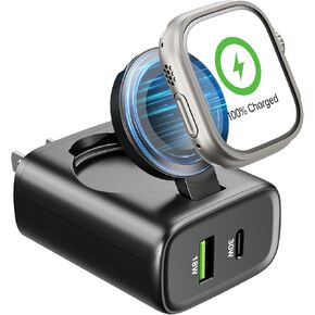 3 in 1 Apple Watch Charger,33W Foldable Fast Charging Block for iPhone Apple Watch,Portable Travel Essentials USB C Charger Compatible with iWatch Series 10/9/8/7/6 Ultra,iPhone 16/15/14/13 Pro Max