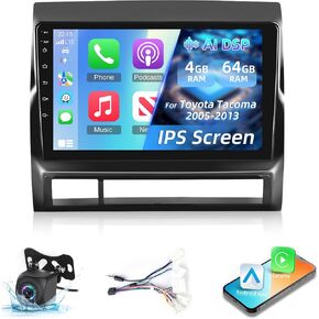 [4+64G] ترقية راديو لسيارة Toyota Tacoma 2005-2013 - شاشة لمس IPS 9 بوصة ستيريو Android - تشغيل لاسلكي وAndroid Auto، AI DSP، WiFi، GPS، صفحة رئيسية مخصصة + كاميرا احتياطية AHD