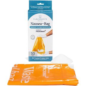 Nausea Vomit Bag with Microban, 25 Pack, Filled with Absorbent Instant Gelling Powder, Neutralize Odors, Leak Resistant, 32 oz Bags