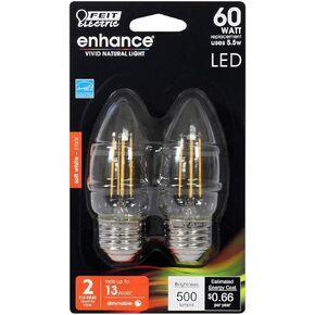 Feit Electric BPETC60950CAFIL/2/RP 60W EQ LED Light Bulb E26, 2 Bulbs