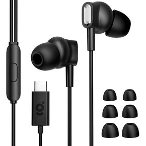 USB C Headphones, in-Ear Wired Earbuds for Samsung Galaxy S24 S23 FE S22 S21 S20 A53 A54, Type-C Earphones with Mic & Button Controls for iPhone 16 15 Pro Max Pixel 6 7 8 5