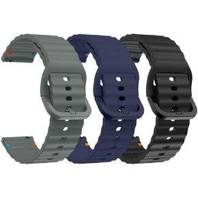 3 Pack Sport Watch Bands 20mm 22mm Quick Release Watch Band,Soft Silicone Breathable Replacement Strap 22mm 20mm Watch Band with Decorative Woven Line for Men Women