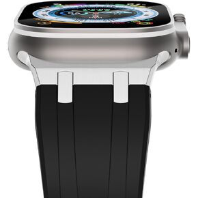 NewWays for Apple Watch Ultra Band for Men, AP Wide Sport Liquid Silicone Rubber Band with Stainless Steel Adapter for Apple Watch Band for iWatch Luxury