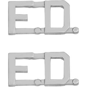 Smith & Warren 1/2" F.D. Letter Collar Brass Rank Insignia Silver Finish Fire Uniform Pin