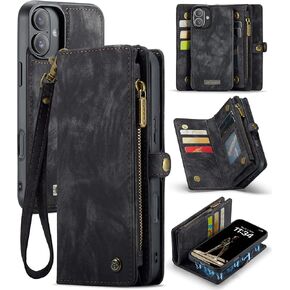 حافظة محفظة Kowauri لهاتف iPhone 16 Plus، محفظة جلدية بسحاب ومحفظة فوليو مع حامل بطاقة وحزام معصم قابل للفصل حافظة خلفية واقية مضادة للصدمات لهاتف iPhone 16 Plus 6.7 بوصة (أزرق) in Kuwait