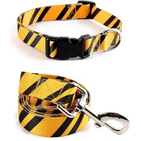 2PCS Halloween Dog Collar Pet Cat Puppy Wizard School Printing Adjustable Collars with Funny Leash for Pets Dogs Cats Small Medium Large (Yellow,Small)