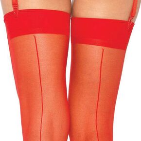 جوارب Leg Avenue النسائية ذات الدانتيل الشفاف أعلى الفخذ مع درزة خلفية