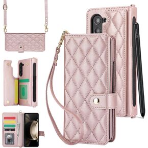 for Samsung Galaxy Z Fold 6 Wallet Case with 6 Credit Card Slots and S-Pen Slot,RFID Blocking,Multi Card Luxurious Leather Magnetic Clasp Kickstand Cover.(Black)