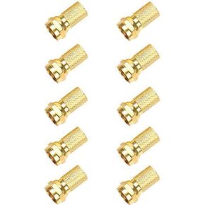 RG6 Compression F Type Gold Plated Connector Twist on Coax Cable Adapter Pack of 10