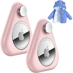 Airtag Holder for Kids Baby Toddler Hidden 2 Pack GPS Tracker Case, Anti-Removal Airtag Silicone Case with Safety Pins, Suitable for Children, Elderly, Pets, Backpack, Luggage(Blue, Pink)