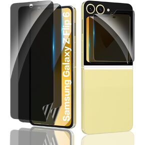 واقي شاشة للخصوصية لهاتف Samsung Galaxy Z Flip 6، طبقة داخلية مرنة من مادة TPU سوداء ناعمة 2X، حافظة شاشة أمامية مضادة للتجسس من الزجاج المقسى 2X، صديقة للحافظة، خالية من الفقاعات، HD لهاتف Samsung Galaxy Z Flip 6 in Kuwait