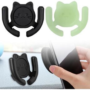 Multi-Surface Holder Car Mount 2 Pack Compatible for Popsocket Grip Holder for Pop Mount Device Support Accessory Desk Wall Mount Cute Cat Strong Adhesive Stick Pad, Black & Glow in The Dark