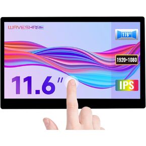 waveshare 11.6inch Capacitive Touch LCD Screen Compatible with Raspberry Pi4B/3B+/3A+/2B/B+/A+/Zero/Zero W/WH/Zero 2W CM3+/4 1920×1080 Resolution HDMI IPS Supports Jetson Nano/Windows
