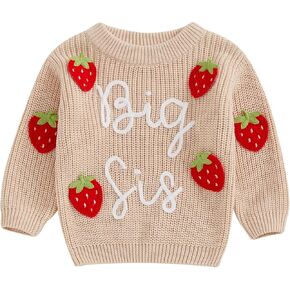 Toddler Infant Baby Girl Knit Sweater Big Sister Little Sister Matching Outfits Long Sleeve Pullover Sweatshirt in Kuwait