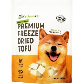 Premium Freeze-Dried Tofu for Dog Treat/All Natural, Plant Based Protein, Gluten Free, Low Calories, High in Protein, Stomach Friendly, Vegan Treat w/Omega 6