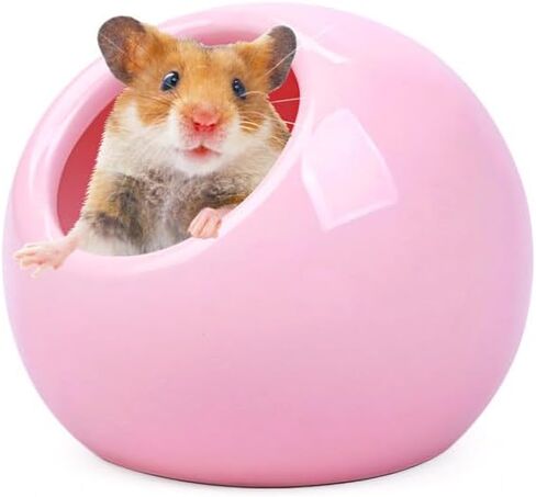 عش الهامستر السيراميكي، عش الهامستر المريح، منازل الهامستر، شينشيلا، تبريد الحيوانات الأليفة، مخبأ الفئران السيراميكي، عش تبريد الحيوانات الأليفة الصغيرة، سيراميك لجميع المواسم (وردي) in Kuwait