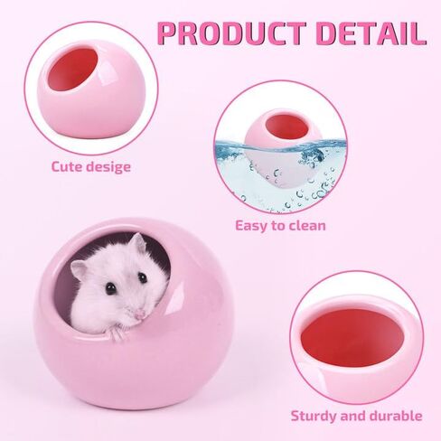 عش الهامستر السيراميكي، عش الهامستر المريح، منازل الهامستر، شينشيلا، تبريد الحيوانات الأليفة، مخبأ الفئران السيراميكي، عش تبريد الحيوانات الأليفة الصغيرة، سيراميك لجميع المواسم (وردي) in Kuwait