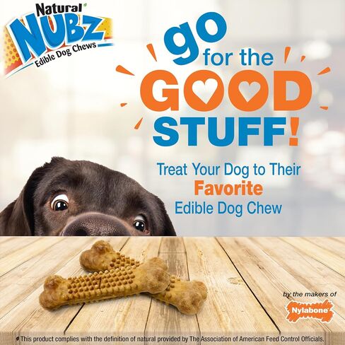 Nylabone Nubz Natural Edible Chew Treats for Dogs, Long Lasting Chews Made in USA, Peanut Butter Flavor, Large - Up to 50 lbs. (18 Count) in Saudi Arabia
