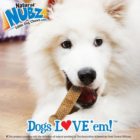 Nylabone Nubz Natural Edible Chew Treats for Dogs, Long Lasting Chews Made in USA, Peanut Butter Flavor, Large - Up to 50 lbs. (18 Count) in Saudi Arabia