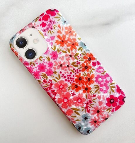 Qokey Compatible for iPhone 11 Case,Cute Flower Case for Girls Women Shell Pattern Sparkle Crystal Translucent Soft Fit TPU Phone Cover for iPhone 11 6.1", Clear Pink Floral in Saudi Arabia