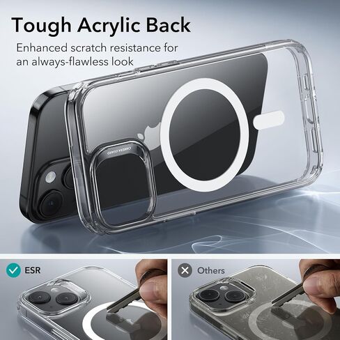 ESR for iPhone 15 Case Set, 1 Tempered-Glass Screen Protector, 1 Set of Lens Protectors, Military-Grade Protection, Yellowing and Scratch Resistant MagSafe Phone Case, Classic Series, Clear in Saudi Arabia