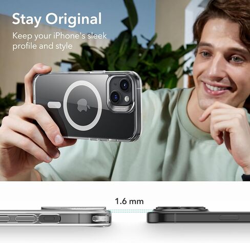 مجموعة حافظات ESR لهاتف iPhone 15، 1 واقي شاشة من الزجاج المقسى، 1 مجموعة من واقيات العدسات، حماية من الدرجة العسكرية، حافظة هاتف MagSafe مقاومة للاصفرار والخدش، سلسلة كلاسيكية، شفاف in Kuwait