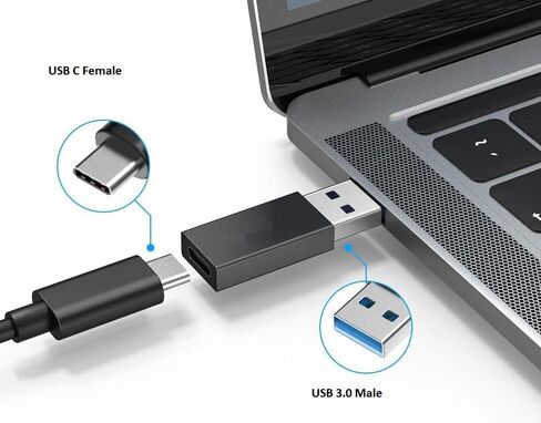 محول USB 3.0 ذكر إلى USB-C أنثى عالي السرعة (عبوتان) - التوصيل والتشغيل متوافق مع أجهزة MacBook وChromebook والمزيد - سرعات نقل بيانات محسنة لمشاركة الملفات ومزامنتها بشكل أسرع in Kuwait