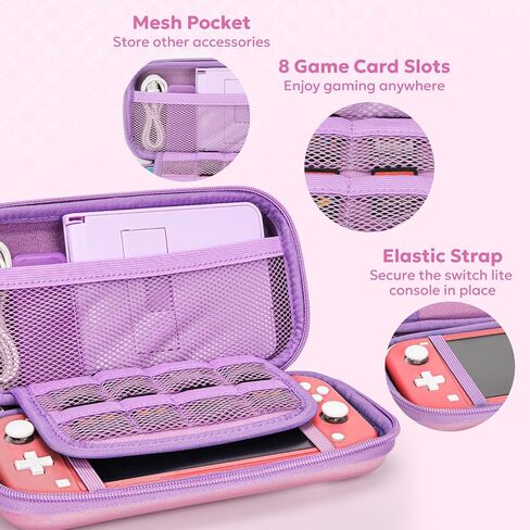 Switch Lite Case - innoAura 12 in 1 Switch Lite Accessories Bundle with Switch Lite Carrying Case, Switch Game Case, Switch Lite Screen Protector, Switch Stand, Switch Thumb Grips (Black) in Saudi Arabia
