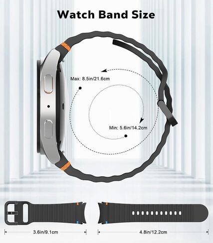 MoKo Sport Band Compatible with Samsung Galaxy Watch 7 FE 6 5 4 Band 40mm 44mm/Watch 6 4 Classic Band 43mm 47mm 42mm 46mm/Watch 5 Pro Band 45mm, No Gap Soft Silicone Bands for Women Men, Black in Saudi Arabia