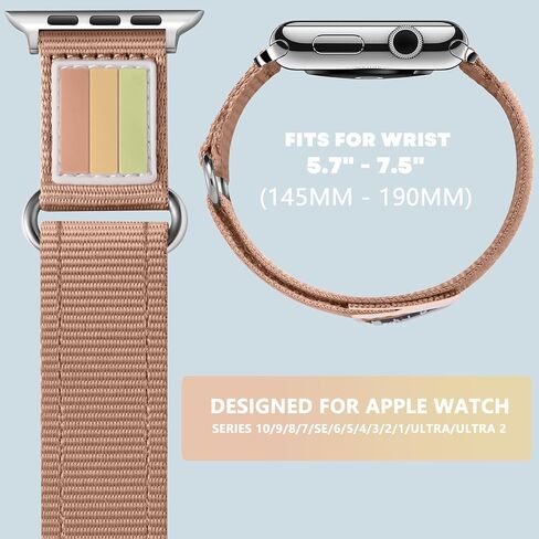 Sport Nylon Loop Strap Compatible with Apple Watch Bands for Women 40mm 41mm 38mm 42mm 46mm 44mm 45mm 49mm, Braided Stretchy Band for iWatch Series 10 9 8 7 6 5 4 3 SE Ultra 2 1, Milk Tea in Kuwait