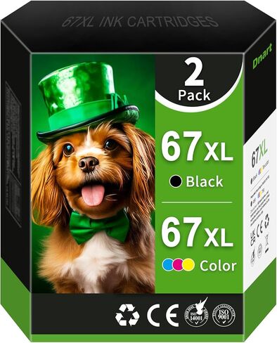 Printer Ink 67 for HP 67 Ink Cartridges Black/Color Combo Pack Replacement for HP Ink 67 67XL with HP Deskjet 2755e 2700e 2752e 4155e 4100 Envy 6000 6055e 6455e 6400 Printer (2 Pack) in Saudi Arabia