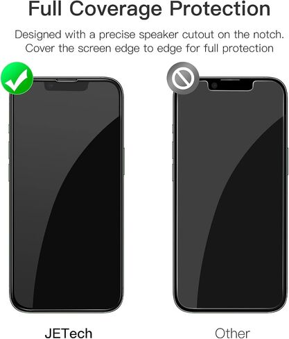 JETech Full Coverage Screen Protector for iPhone 16 6.1-Inch, Black Edge Tempered Glass Film with Easy Installation Tool, Case-Friendly, HD Clear, 3-Pack in Saudi Arabia